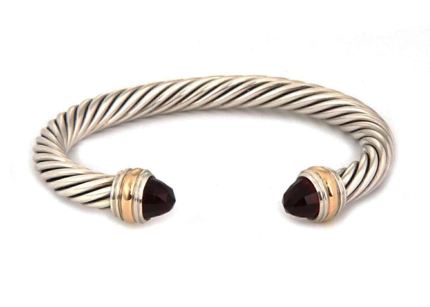 David Yurman Cable Classic Sterling Silver  & 14k Garnet Gold 7mm Bracelet