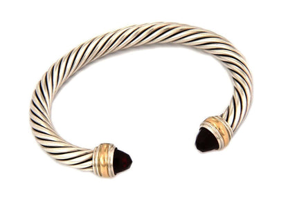 David Yurman Cable Classic Sterling Silver  & 14k Garnet Gold 7mm Bracelet