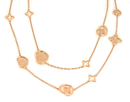 Louis Vuitton Pandantif Coeur Motifs 18k Pink Gold Necklace 33.5" Long