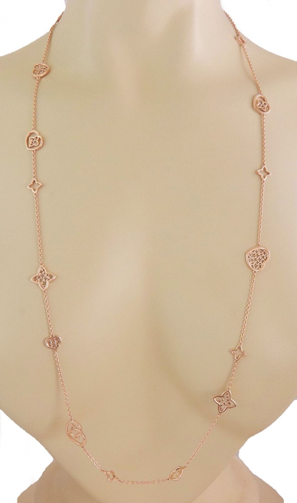 Louis Vuitton Pandantif Coeur Motifs 18k Pink Gold Necklace 33.5" Long