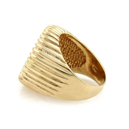 22k Liberty Coin 14k Yellow Gold Fluted Design Ring - Size 9.5