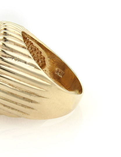 22k Liberty Coin 14k Yellow Gold Fluted Design Ring - Size 9.5