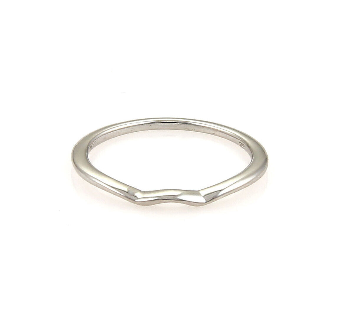 Hearts on Fire Flat Curved 18k White Gold Band Ring - Size 6.5