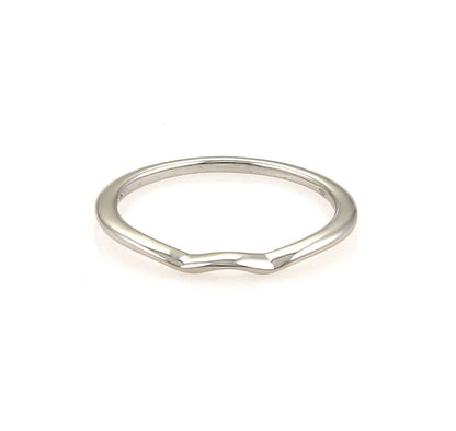 Hearts on Fire Flat Curved 18k White Gold Band Ring - Size 6.5