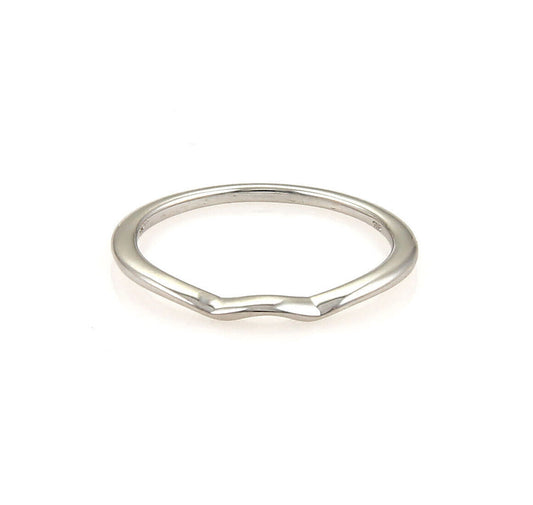 Hearts on Fire Flat Curved 18k White Gold Band Ring - Size 6.5