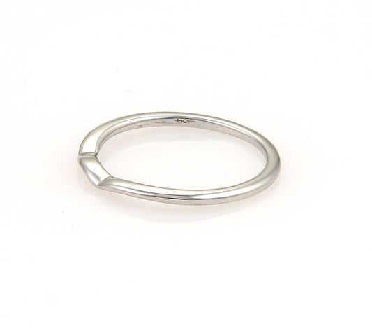 Hearts on Fire Flat Curved 18k White Gold Band Ring - Size 6.5