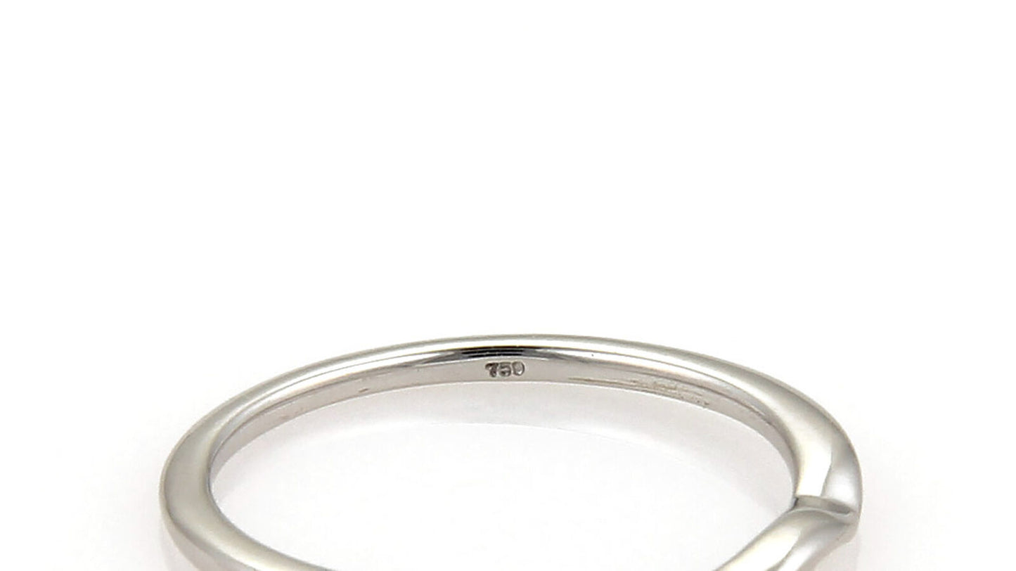 Hearts on Fire Flat Curved 18k White Gold Band Ring - Size 6.5