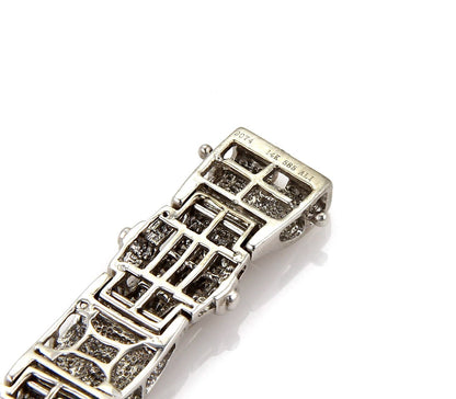 Channel Set Diamonds 14k White Gold Curved Link Bracelet