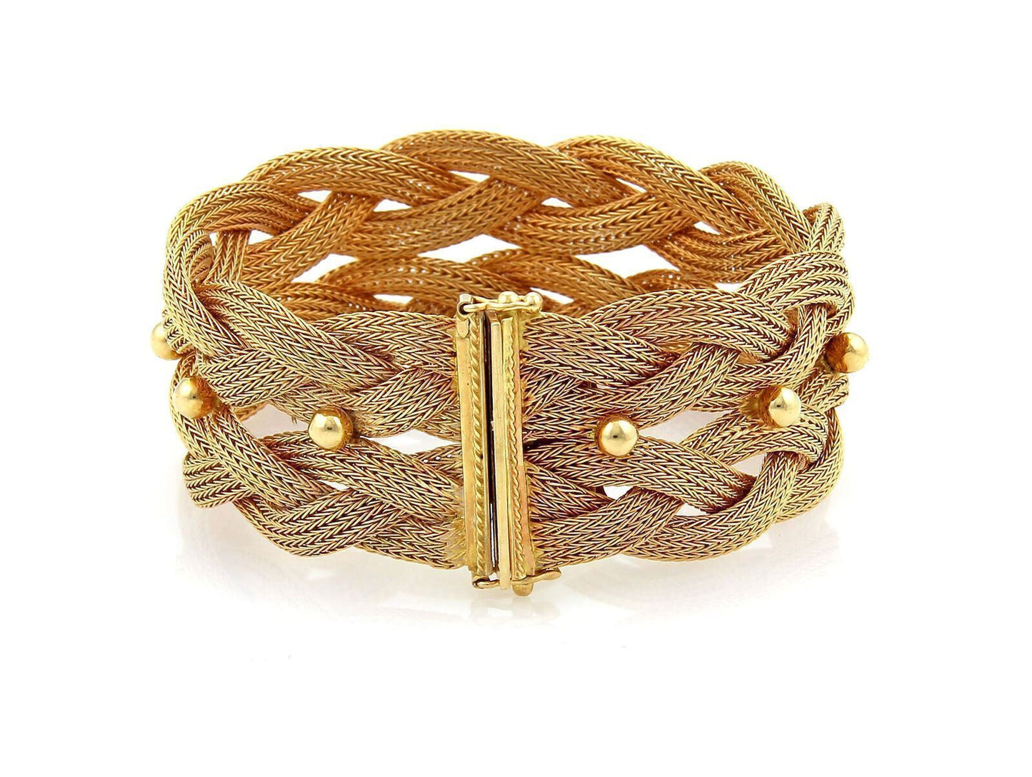 Mesh 24mm Wide 18k Rose Gold Link Double Braided Bracelet Italy