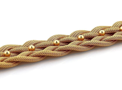 Mesh 24mm Wide 18k Rose Gold Link Double Braided Bracelet Italy