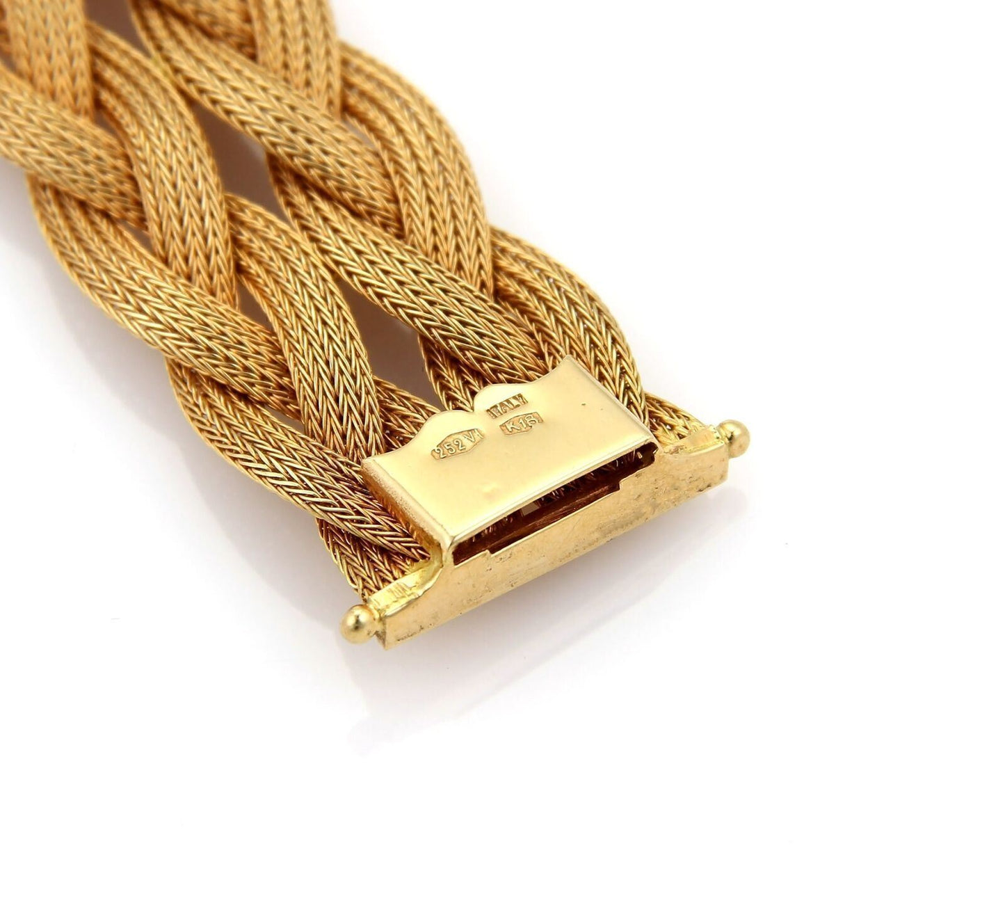 Mesh 24mm Wide 18k Rose Gold Link Double Braided Bracelet Italy