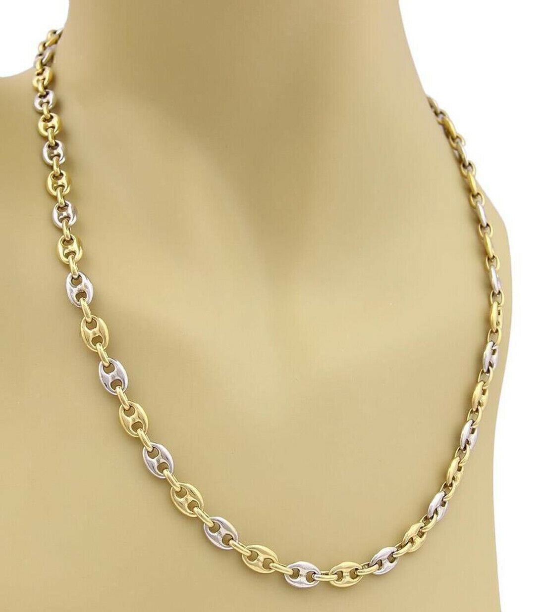 FaCadoro Italian 18k Yellow and White Gold Oval Link Chain Necklace