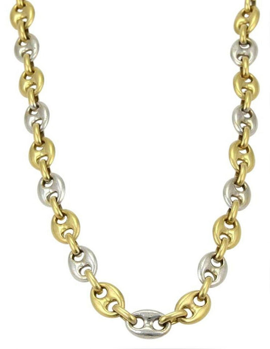 FaCadoro Italian 18k Yellow and White Gold Oval Link Chain Necklace