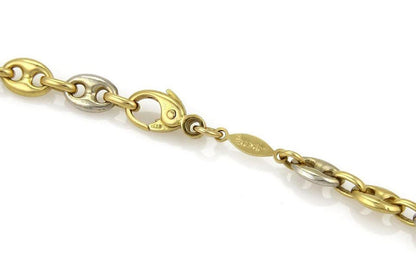 FaCadoro Italian 18k Yellow and White Gold Oval Link Chain Necklace