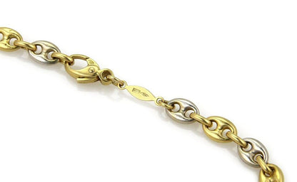 FaCadoro Italian 18k Yellow and White Gold Oval Link Chain Necklace