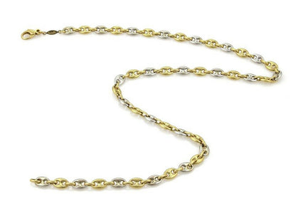 FaCadoro Italian 18k Yellow and White Gold Oval Link Chain Necklace
