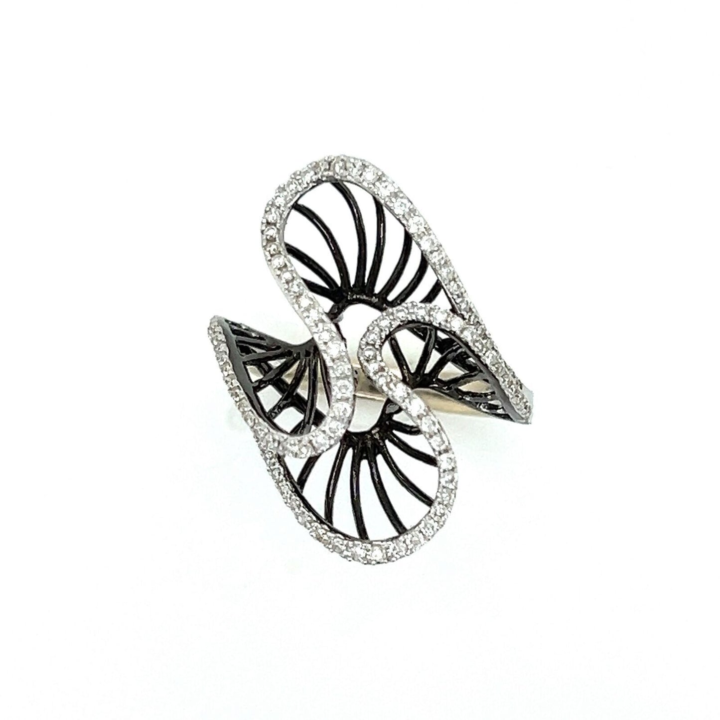 Diamonds Double Fancy 18k White Gold Curved Top Ring - Size 6.75