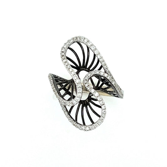 Diamonds Double Fancy 18k White Gold Curved Top Ring - Size 6.75