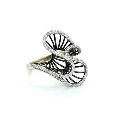 Diamonds Double Fancy 18k White Gold Curved Top Ring - Size 6.75