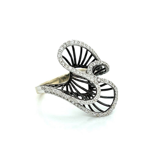 Diamonds Double Fancy 18k White Gold Curved Top Ring - Size 6.75