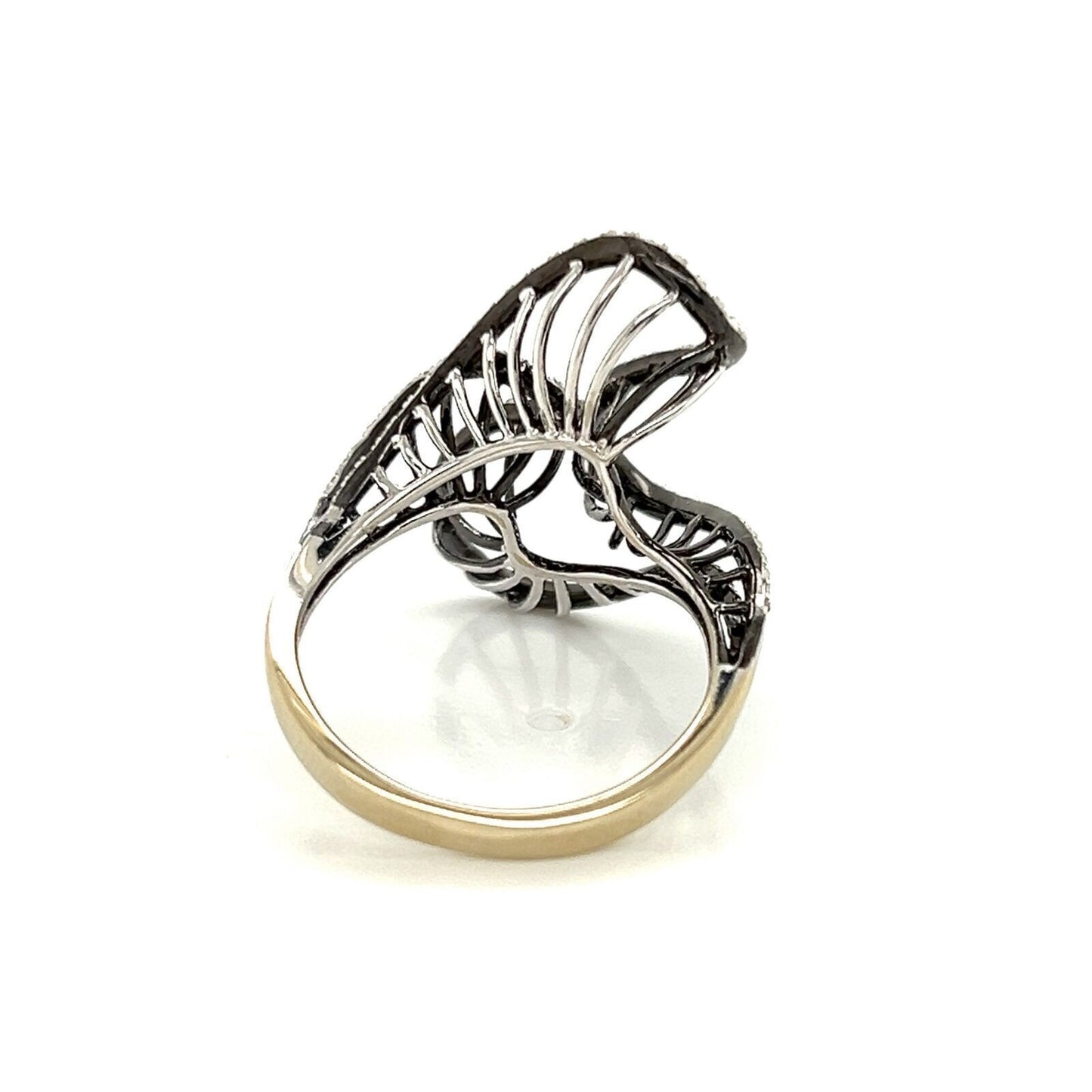 Diamonds Double Fancy 18k White Gold Curved Top Ring - Size 6.75