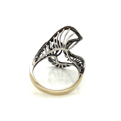 Diamonds Double Fancy 18k White Gold Curved Top Ring - Size 6.75