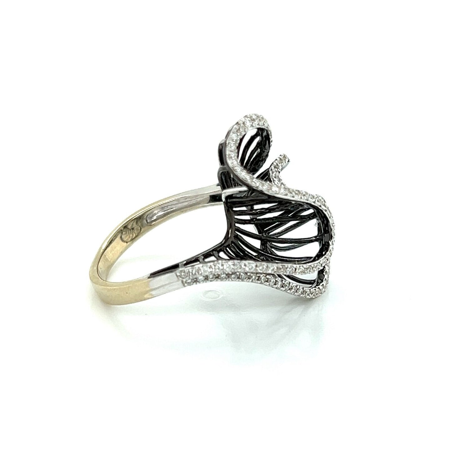 Diamonds Double Fancy 18k White Gold Curved Top Ring - Size 6.75