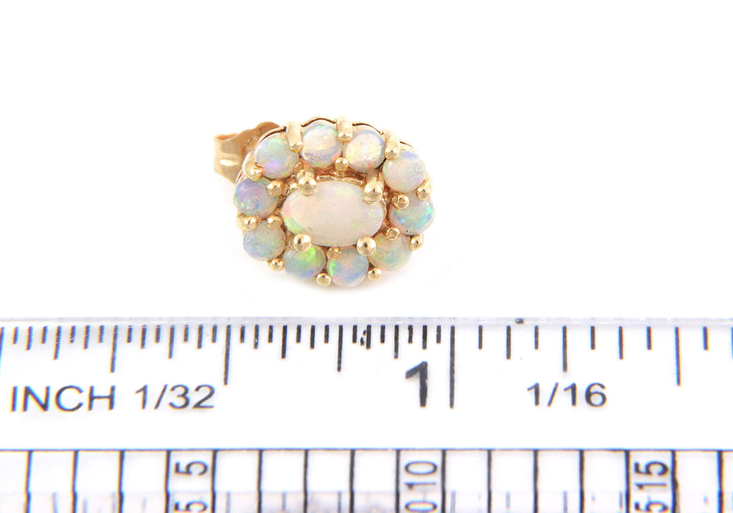 Fire Opal 14k Yellow Gold Oval Halo Stud Earrings