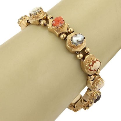 Multi Gems 14k Yellow Gold Slide Bracelet
