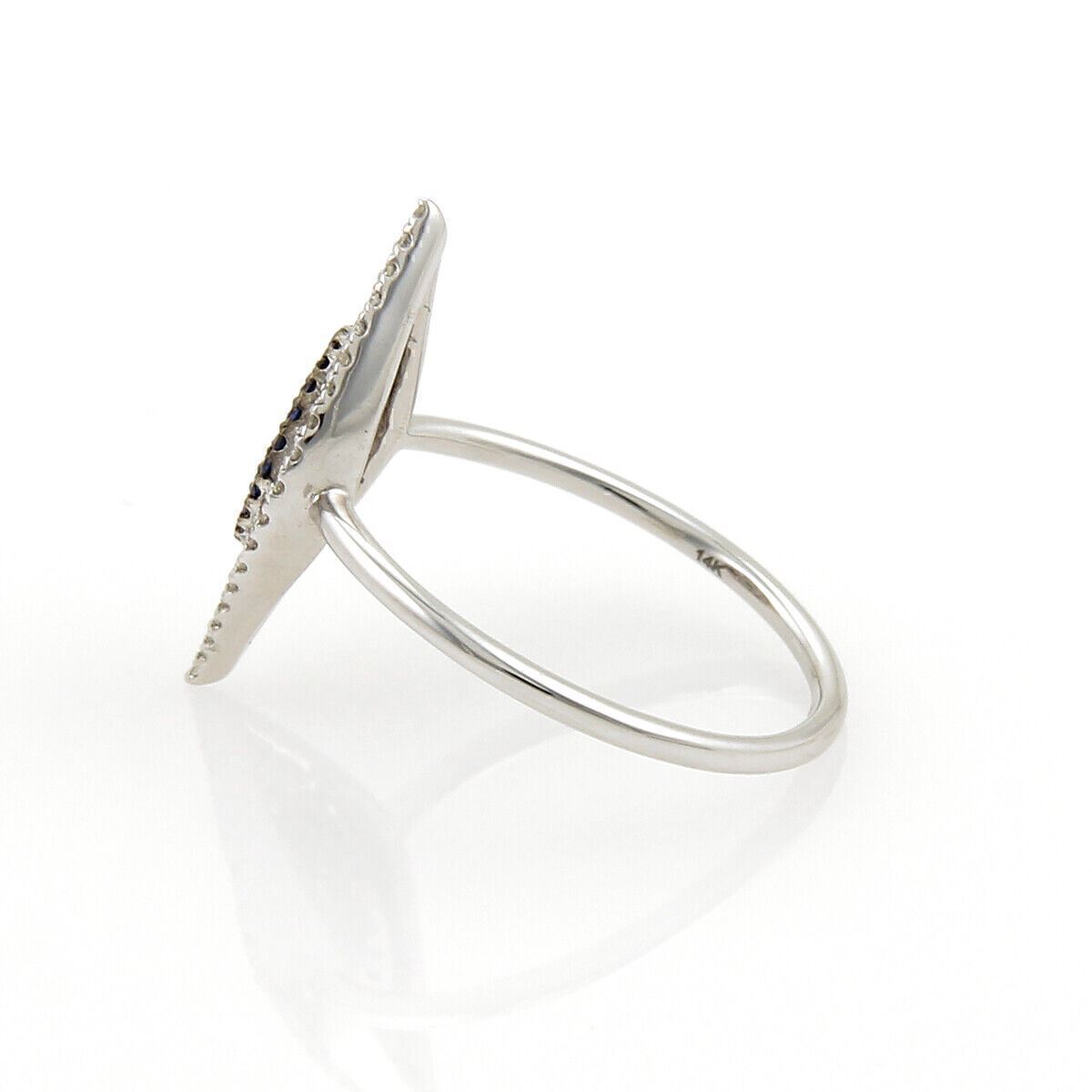 Diamonds & Sapphire Good Luck Eye 14k White Gold  Band Ring - Size 6.5