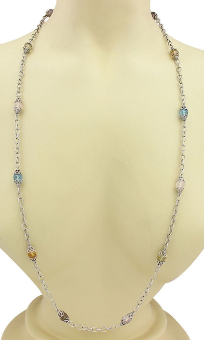 Gabriel & Co. Infinity Multicolor Gems 14k White Gold Fancy Bead Necklace 36"