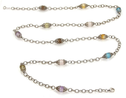 Gabriel & Co. Infinity Multicolor Gems 14k White Gold Fancy Bead Necklace 36"