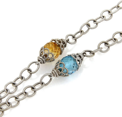 Gabriel & Co. Infinity Multicolor Gems 14k White Gold Fancy Bead Necklace 36"