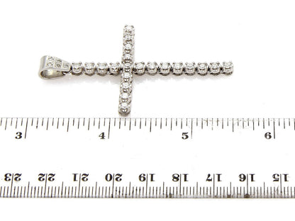 Large 14k White Gold 1.00ct Diamond Cross Charm Pendant