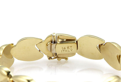 Z Shape 14k Yellow Gold Fancy Textured Link Bracelet