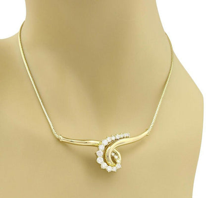 Jose Hess Diamond 18k Yellow Gold Wide Curved Scroll Necklace