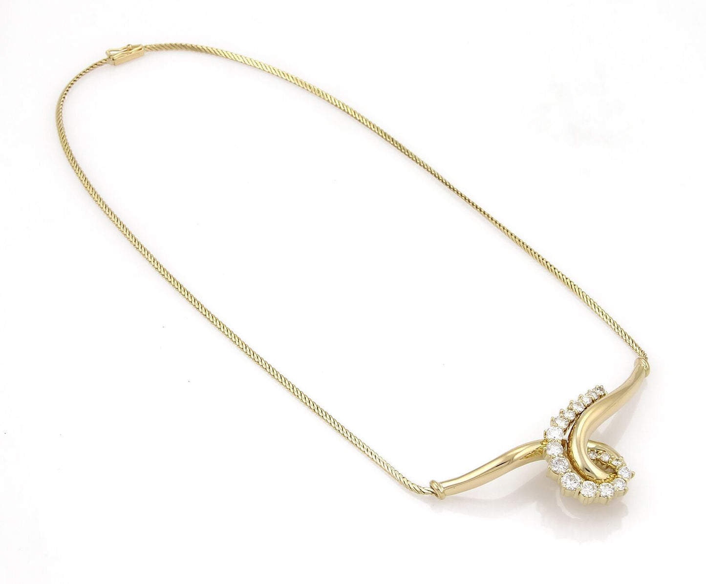 Jose Hess Diamond 18k Yellow Gold Wide Curved Scroll Necklace