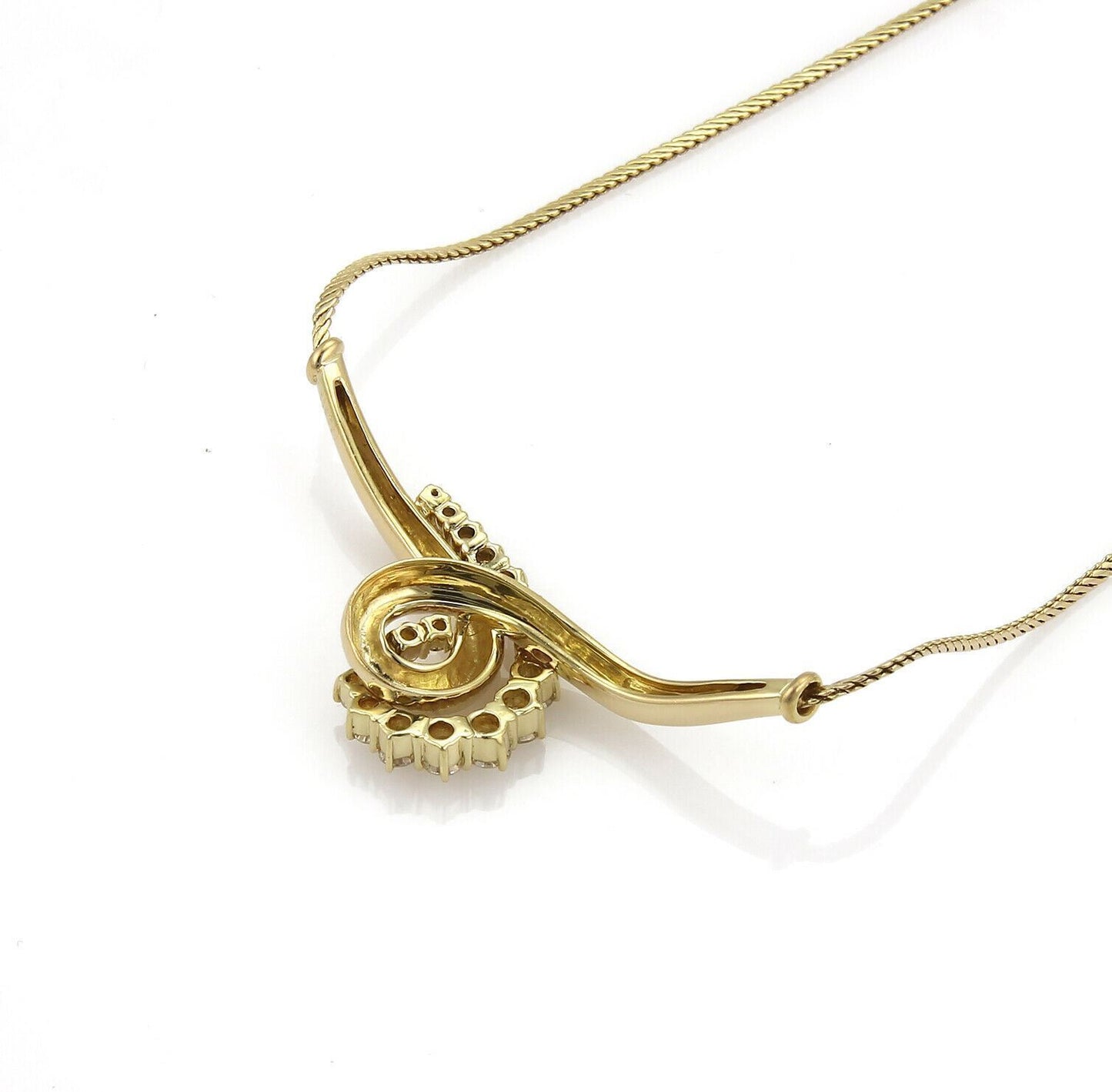 Jose Hess Diamond 18k Yellow Gold Wide Curved Scroll Necklace