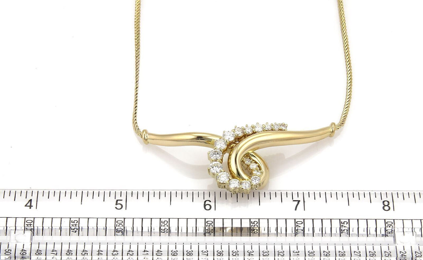 Jose Hess Diamond 18k Yellow Gold Wide Curved Scroll Necklace