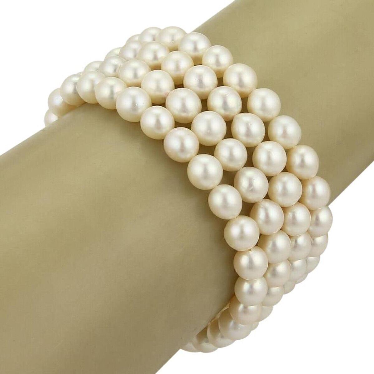Multi-Strand 7mm Pearl 14k Yellow Gold Bracelet