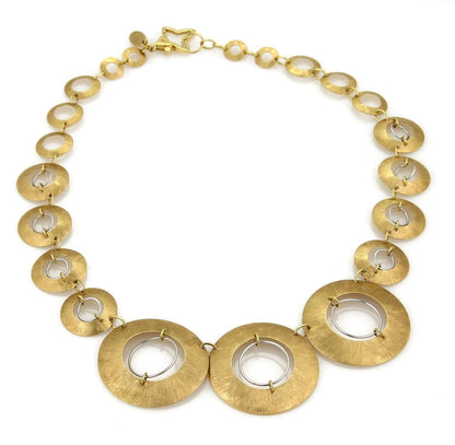 Citra 18k Two Tone Gold Graduated Circle Links Necklace