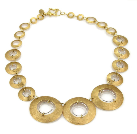Citra 18k Two Tone Gold Graduated Circle Links Necklace