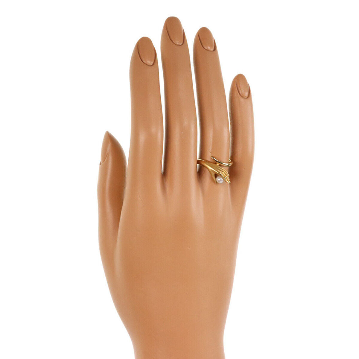 Carrera y Carrera Pearl 18k Yellow Gold Hand Ring w/Card - Size 6