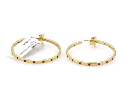 Ippolita Glamazon Stardust Deep Pink Sapphire 18k Yellow Gold Hoop Earrings