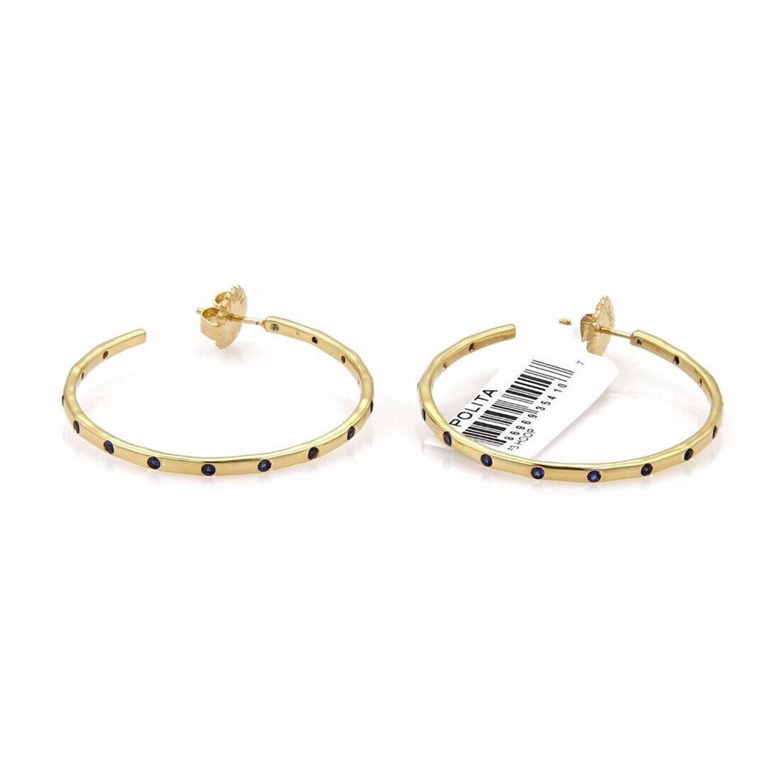 Ippolita Glamazon Stardust Blue Sapphire 18k Yellow Gold Hoop Earrings