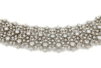 18k White Gold  Massive 8.00ct Diamonds Flex Lace Design Necklace 142gr