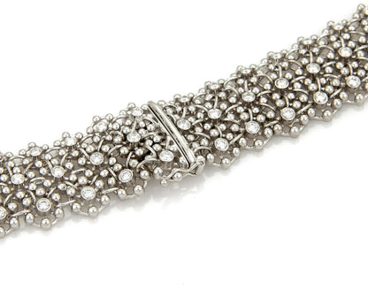 18k White Gold  Massive 8.00ct Diamonds Flex Lace Design Necklace 142gr