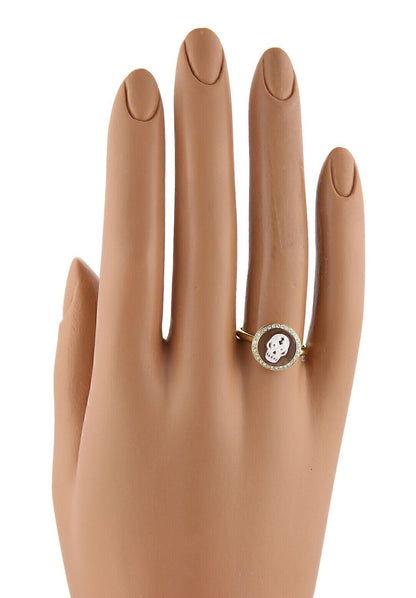 Ippolita Diamond Shell Cameo Skull 18k Yellow Gold Round Ring - Size 6.5