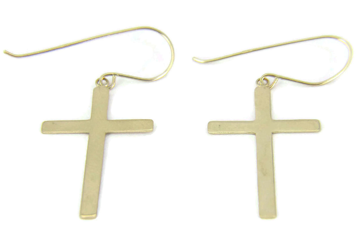 Dangle 14k Yellow Gold Cross Earrings