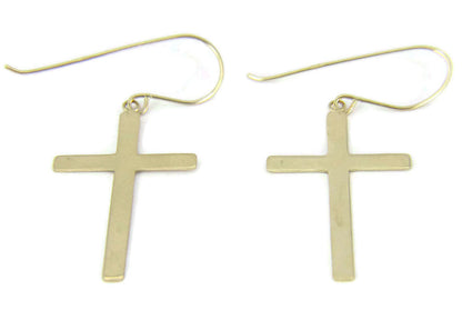 Dangle 14k Yellow Gold Cross Earrings